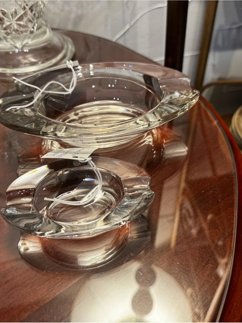 Vintage Clear Glass Ashtray Duo